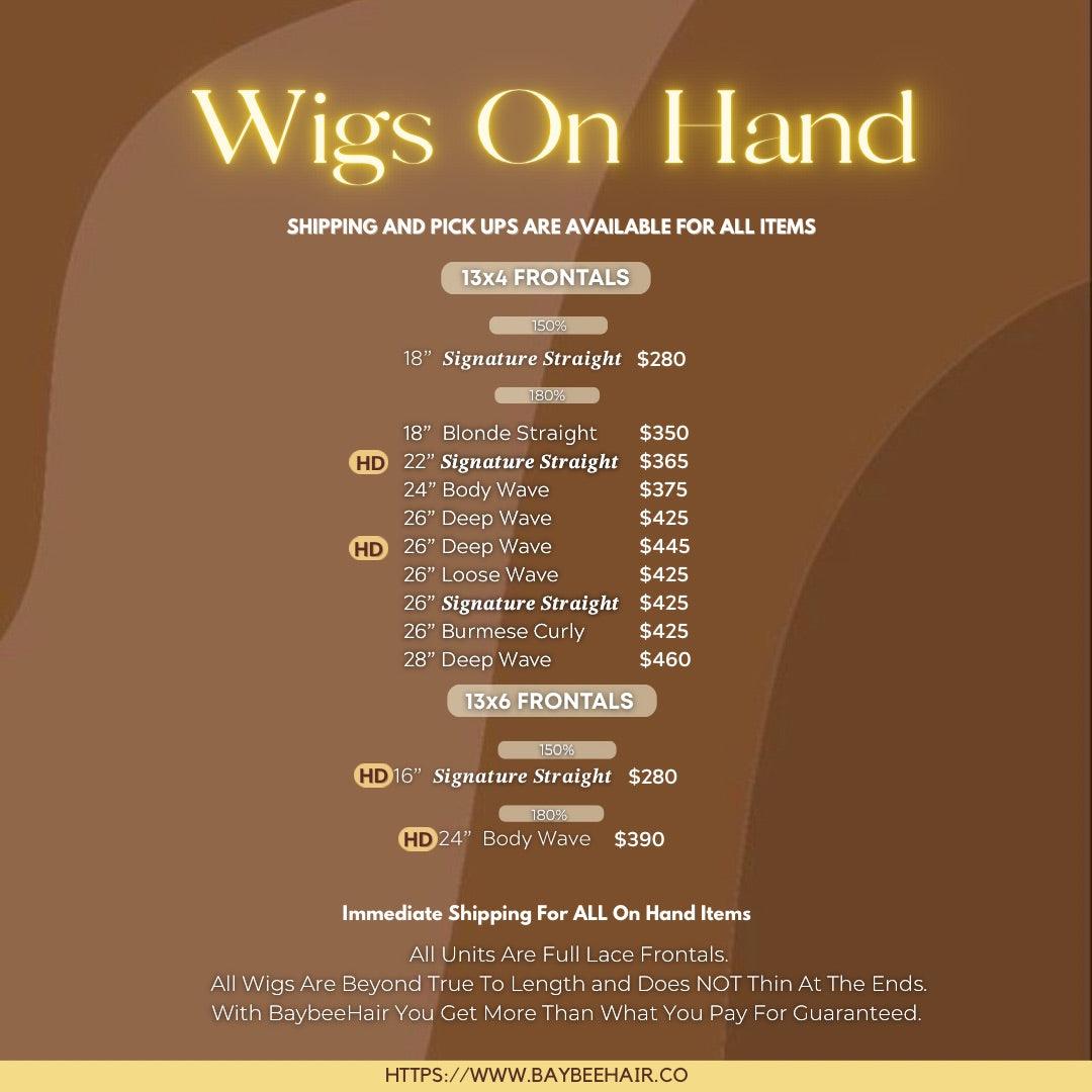 13x4 Seamless Transparent Lace Frontals Wigs ON HAND