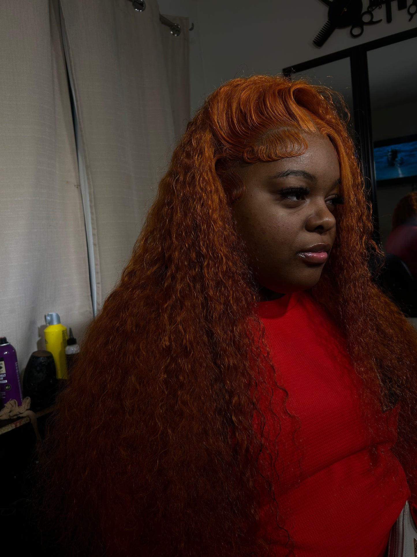 Paprika Colored 13x4 Seamless Transparent Lace Frontal