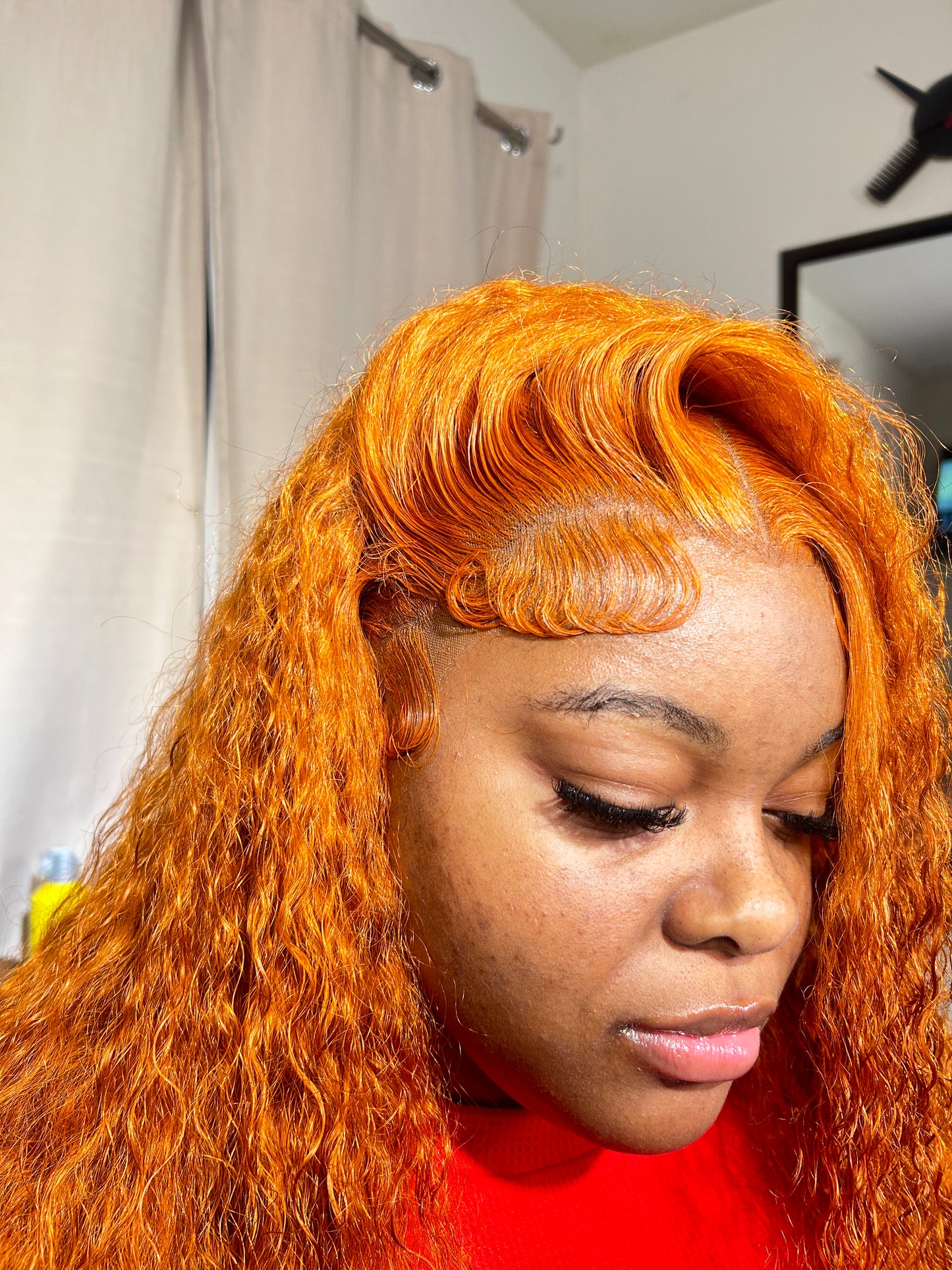 Paprika Colored 13x4 Seamless Transparent Lace Frontal